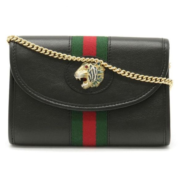 Gucci Raja Web Stripe Tiger Head Mini Bag Chain Shoulder Bag 2WAY Clutch Bag - Picture 1 of 5